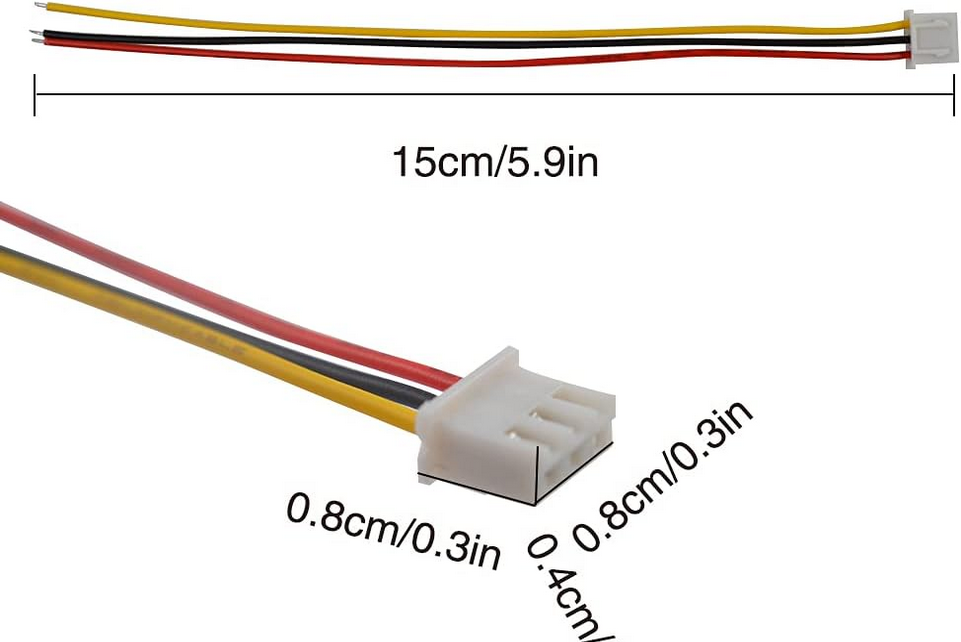 JST-XH 2.54mm 3 Pin Connector with Cables 15cm